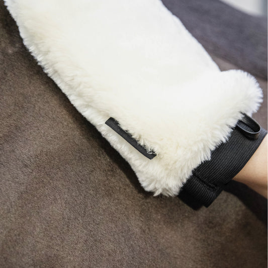 Sheepskin grooming glove